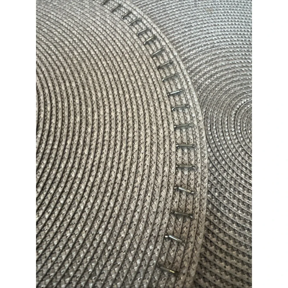 Lot Of 6 West Elm Gray Placemats Round Beaded